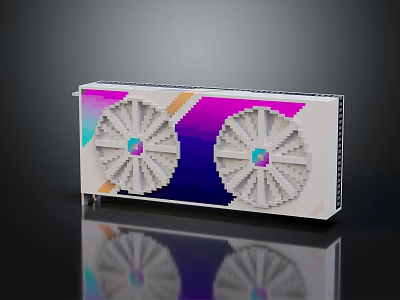 High Performance Computer CPU Cooler With Dual Fans Purple Blue Gradient White Design 3d model