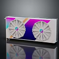 High Performance Computer CPU Cooler With Dual Fans Purple Blue Gradient White Design 3d model