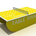 Modern Yellow Table Tennis Table With Net And Surface Text Design 3d model