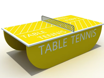 Modern Yellow Table Tennis Table With Net And Surface Text Design 3d model