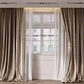 Dark Brown Patterned Curtains With White Sheer Curtains White Walls Window And Elegant Tiebacks