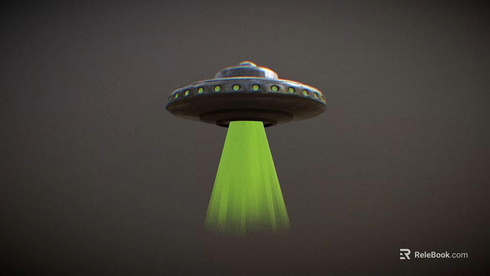 Advanced Fighter Jet With Green Beam And Circular Windows In Flight Scene 3d model 