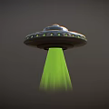 Advanced Fighter Jet With Green Beam And Circular Windows In Flight Scene