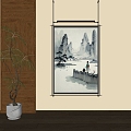 Modern metal rod decorative painting 3d model