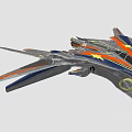 Futuristic Sci Fi Spaceship Fighter Jet With Aerodynamic Design And Yellow Star Emblems