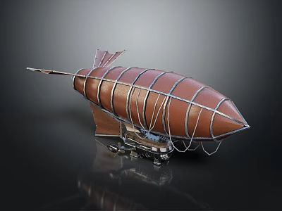 Vintage Style Water Vehicle With Brown Leather Exterior Striped Design And Metal Frame Base 3d model