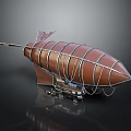 Vintage Style Water Vehicle With Brown Leather Exterior Striped Design And Metal Frame Base