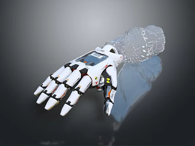 High Tech Smart Robotic Hand With Articulated Fingers And Transparent Technical Casing 3d model