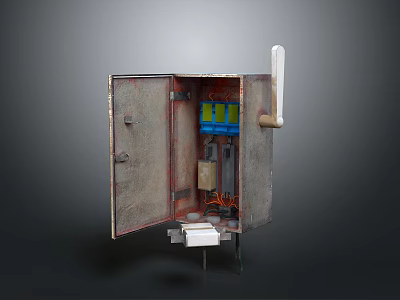 Open Computer Case Displaying Internal Electronic Components With Blue Yellow Parts And Wiring 3d model