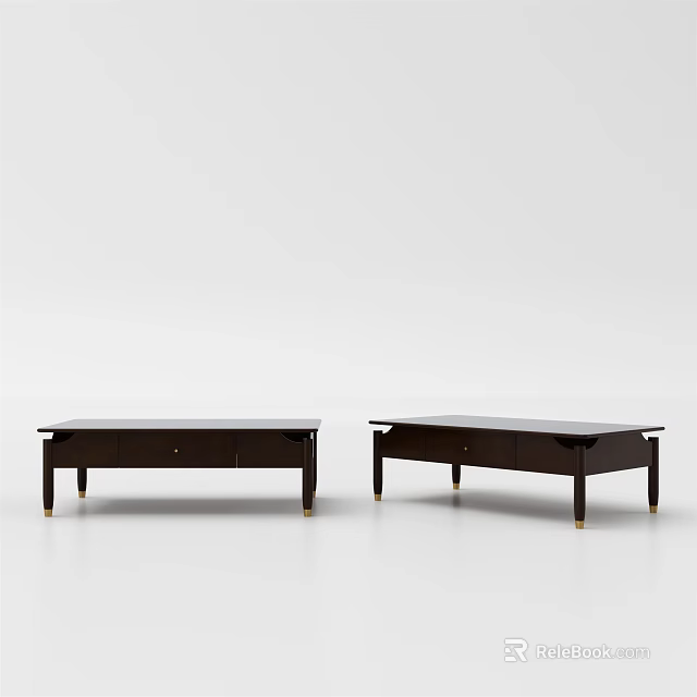 Modern Dark Colored Coffee Tables with Slim Legs and Functional Drawers for Contemporary Rooms 3d model 