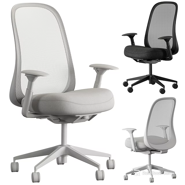 Ergonomic Mesh Office Chair with Adjustable Armrests Swivel Wheels and Modern Design 3d model 