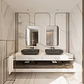 Luxurious Modern Bathroom With Freestanding Tub Glass Shower And Double Sinks