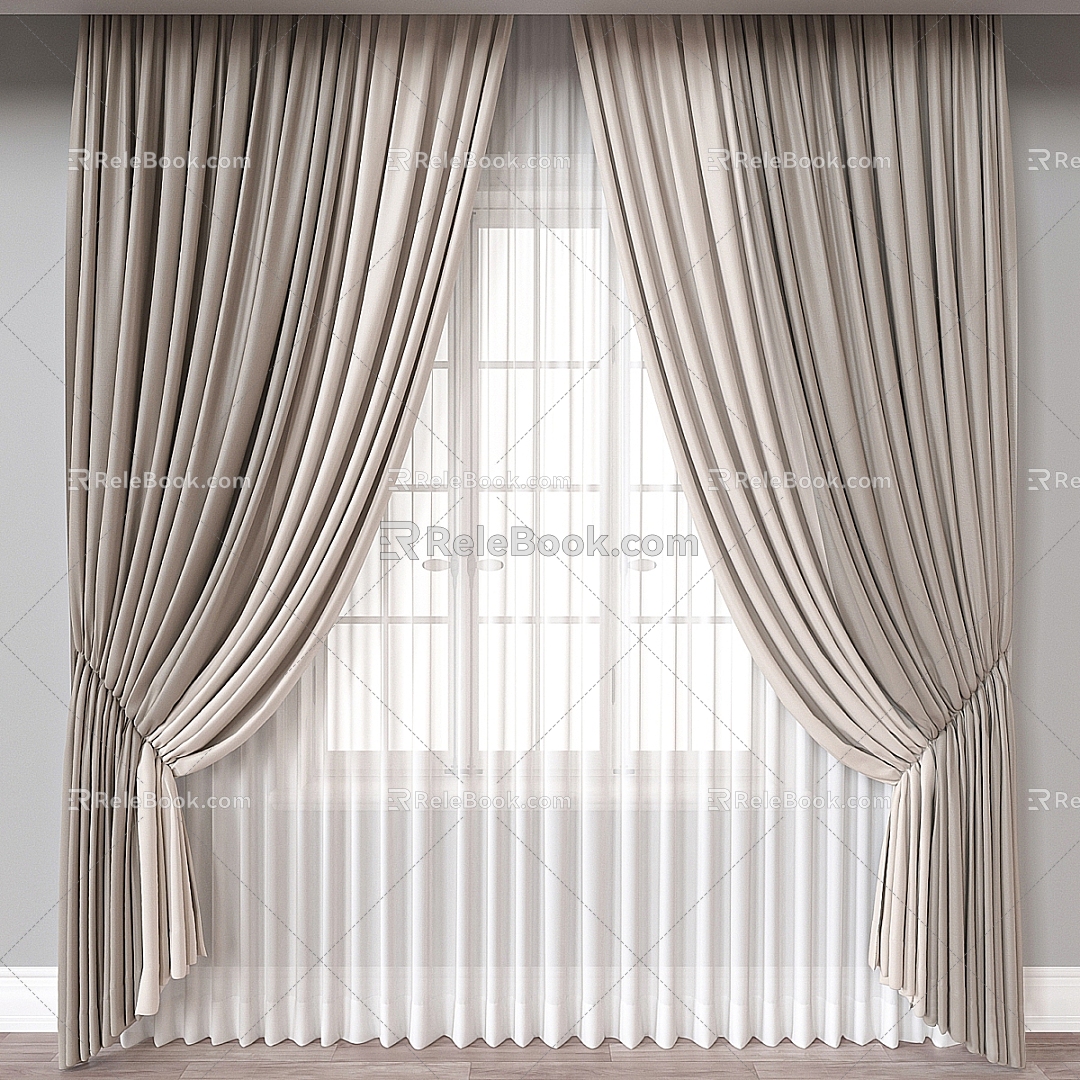 curtain fabric curtain gauze curtain 3d model