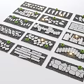 Park Landscape Featuring Various Stone Slab Paving Designs with Plant Accents and Small Lights