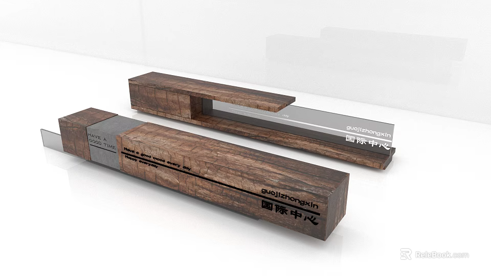 Garden Landscape Design With Wooden Structures And Natural Green Elements 3d model