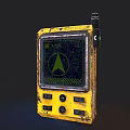 Yellow Weathered Handheld Device With Screen Buttons And Antenna