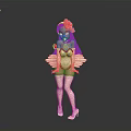 Elegant Female Character with White Bodysuit Red Headpiece White Wings and Red High Heels
