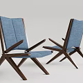 Blue Fabric Upholstered Accent Chairs with Wooden Frame and Modern Minimalist Design