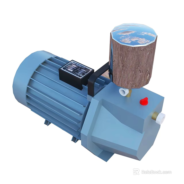 Industrial Equipment With Blue Motor Cylindrical Tank Red Button White Connector And Control Panel 3d model 