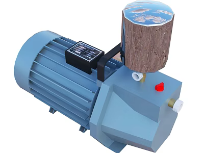 Industrial Equipment With Blue Motor Cylindrical Tank Red Button White Connector And Control Panel 3d model