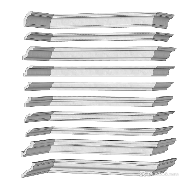 Architectural Corner Lines In Various Design Styles And Profiles For Interior Use 3d model 