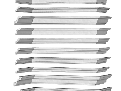 Architectural Corner Lines In Various Design Styles And Profiles For Interior Use 3d model