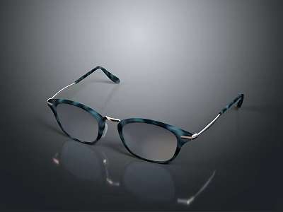 Stylish Teal Patterned Acetate Frame Eyeglasses with Metal Temples Everyday Accessory 3d model