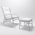 Wooden Rocking Chair with Light Colored Cushion and Matching Ottoman