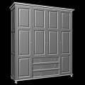Elegant Dark Wooden Wardrobe Design With Multiple Panel Doors And Drawer Storage 3d model