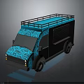 Blue Van With Patterned Exterior Roof Rack Dark Windows And Modern Design