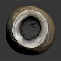 Ancient Handmade Pottery Sculpture With Textured Surface Small Mouth On Black Background