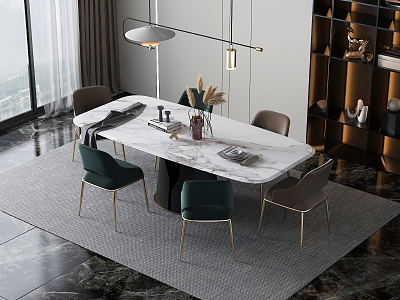 Light Luxury Dining Table and Chair Combination Restaurant 3D model