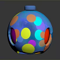 Vibrant Colorful Sphere With Various Colored Circles On Blue Base