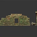 Cartoon Scene Featuring Ancient Style Brick Walls Doors Columns And Floor Tiles