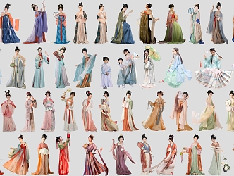 New Chinese-style multi-person Hanfu beauty ancient costume beauty classical ancient Hanfu characters 3d model