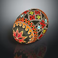Colorful Hand Painted Egg With Geometric Patterns And Decorative Designs 3d model