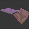 Architectural Roof Tile 3D Model With Curved Dark And Gray Arranged Slabs