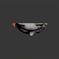 Traditional White Cat Mask With Red And Black Intricate Patterns Orange Tassel And Decorative Bell