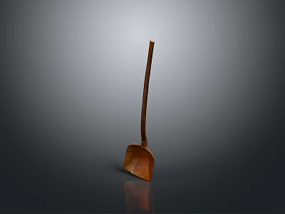 Durable Handmade Wooden Shovel With Long Handle For Household Kitchen Use 3d model