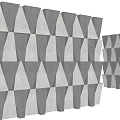 Geometric Patterned Gray Background Wall With Embedded Lighting And 3D Modular Design