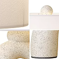 Modern Minimalist Table Lamp With Unique Circular Ceramic Base And White Fabric Shade 3d model