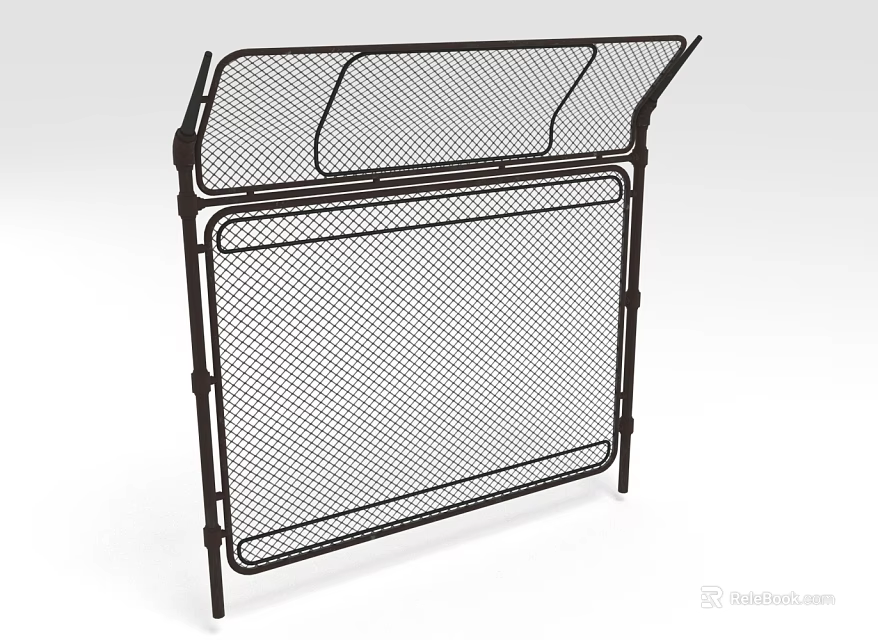 Heavy Duty Metal Mesh Fence Barrier With Adjustable Top Panels For Outdoor Security Use 3d model 