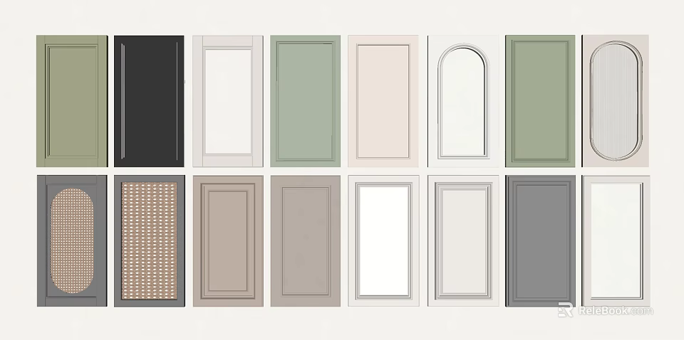 Cabinet Doors in Various Colors and Designs for Interior Decoration Projects 3d model 