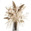 Dried Flowers Arrangement In Glass Vase With Natural Beige Brown Tones For Home Decor
