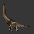 Brown Dinosaur Figurine With Long Neck Striped Body And Curved Tail