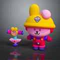 Cute Game Movie Cartoon Characters With Yellow Hat Pink Body Red Overalls And Purple Shoes