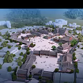 Traditional Ancient Architecture Complex With Courtyard Open Square Green Trees And Historic Design
