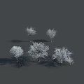 Snow Covered Arbor Trees With White Branches And Shadows On Gray Background 3d model