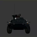 Armored Military Vehicle Featuring Six Wheel Design Turret Camera Antenna And Number 001
