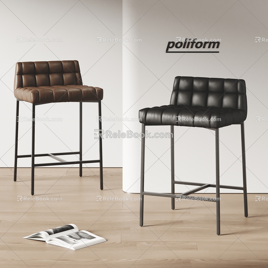 poliform Modern Bar Chair Leather Bar Chair 3d model